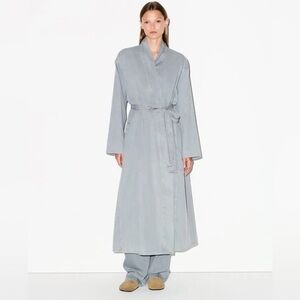 Skims Woven Lounge Long Robe Gray Size S